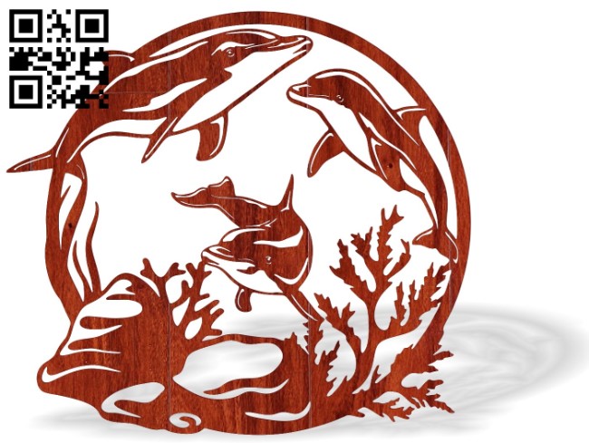 Dolphin scene E0016618 file pdf free vector download for laser cut plasma