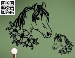 Floral Horse A G0000547 file cdr and dxf free vector download for CNC cut