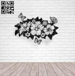 Flowers with butterflies E0016756 file pdf free vector download for laser cut plasma