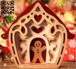 Gingerbread house E0016666 file cdr and dxf free vector download for laser cut