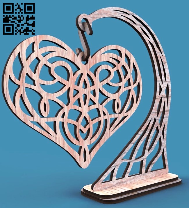 Hanging heart E0016765 file cdr and dxf free vector download for laser cut