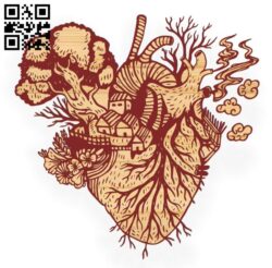 Heart and tree E0016790 file cdr and dxf free vector download for laser engraving machine
