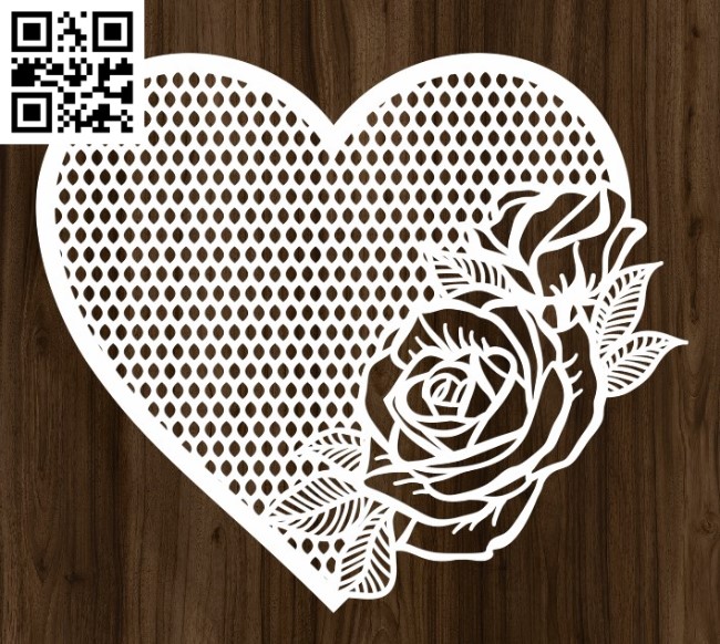 Heart with roses E0016664 file cdr and dxf free vector download for laser cut