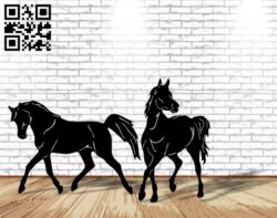 Horses E0016822 file cdr and dxf free vector download for laser cut plasma