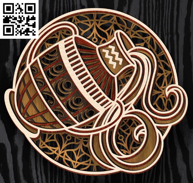 Layerd Aquarius zodiac E0016634 file pdf free vector download for laser cut