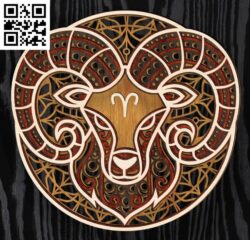 Layered Aries zodiac E0016633 file pdf free vector download for laser cut