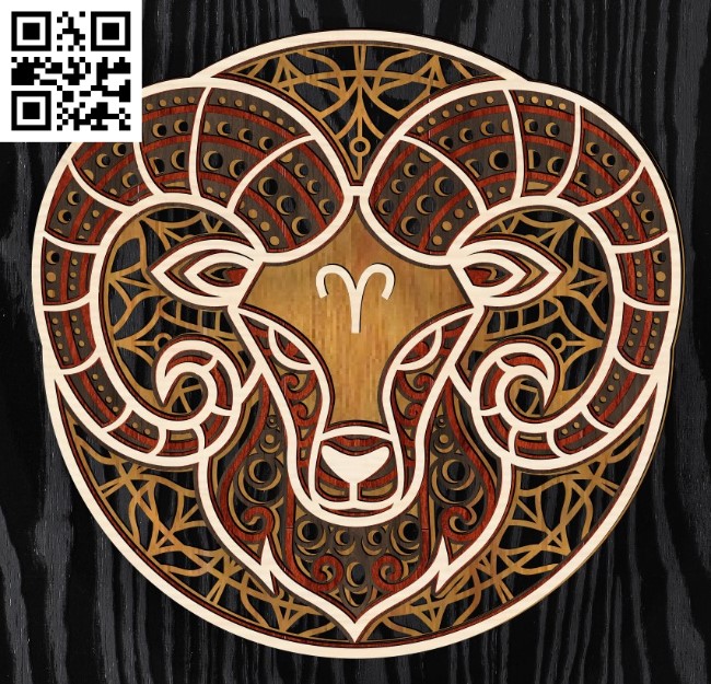 Layerd Aries zodiac E0016633 file pdf free vector download for laser cut