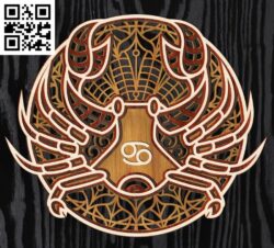Layered Cancer zodiac E0016632 file pdf free vector download for laser cut