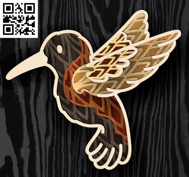 Layered Hummingbird E0016857 file cdr and dxf free vector download for laser cut