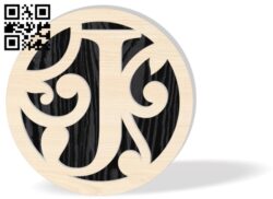 Letters J in round frame E0016813 file cdr and dxf free vector download for laser cut