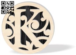 Letters K in round frame E0016814 file cdr and dxf free vector download for laser cut
