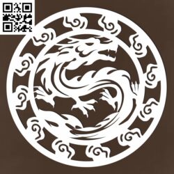 Pattern of dragon-shaped circular tray G0000520 file cdr and dxf free vector download for CNC cut