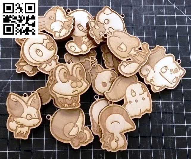 Pokemon keychains E0016849 file cdr and dxf free vector download for laser cut