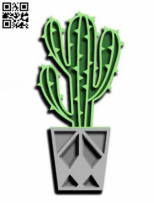 Potted cactus E0016657 file pdf free vector download for laser cut