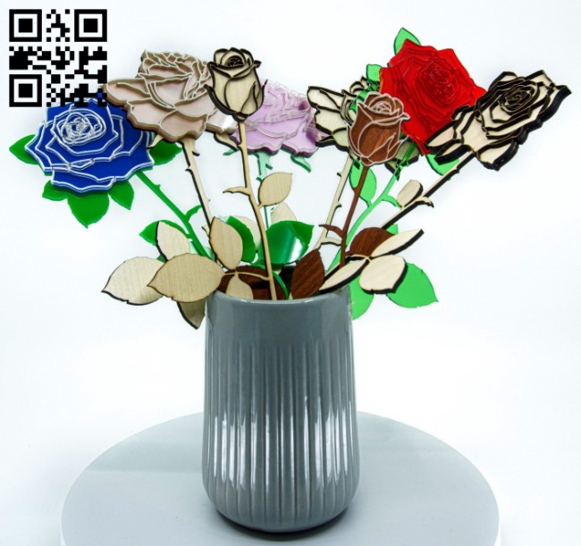 Romantic roses E0016819 file cdr and dxf free vector download for laser cut