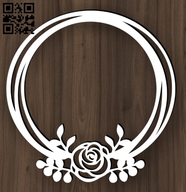 Rose wreath E0016623 file pdf free vector download for laser cut plasma