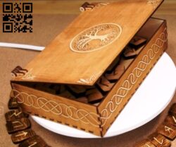 Runes box E0016641 file pdf free vector download for laser cut