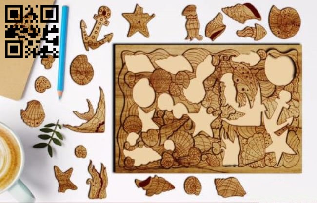 Sea puzzle E0016668 file cdr and dxf free vector download for laser cut
