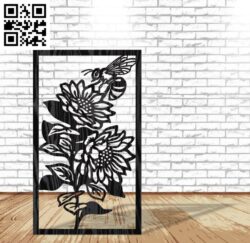Sunflowers with bee E0016723 file pdf free vector download for laser cut plasma