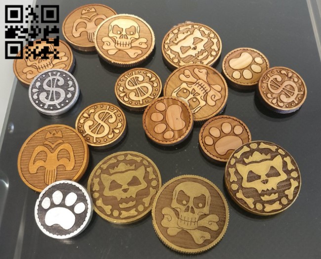 Treasure Coins E0016684 file cdr and dxf free vector download for laser engraving machine
