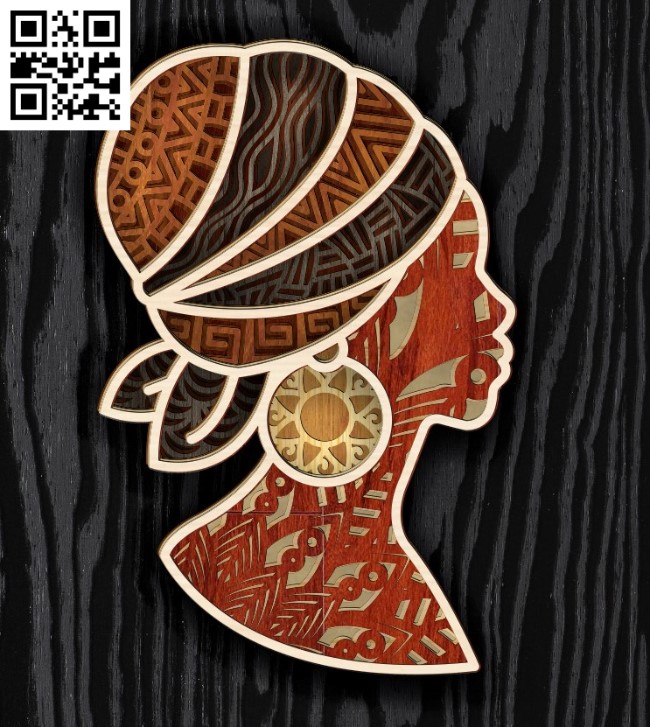 3D african Woman E0016900 file cdr and dxf free vector download for laser cut
