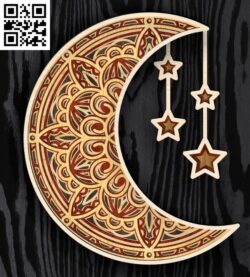 3D moon mandala E0017055 file cdr and dxf free vector download for laser cut