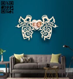 Angel photo frame E0017081 file cdr and dxf free vector download for laser cut