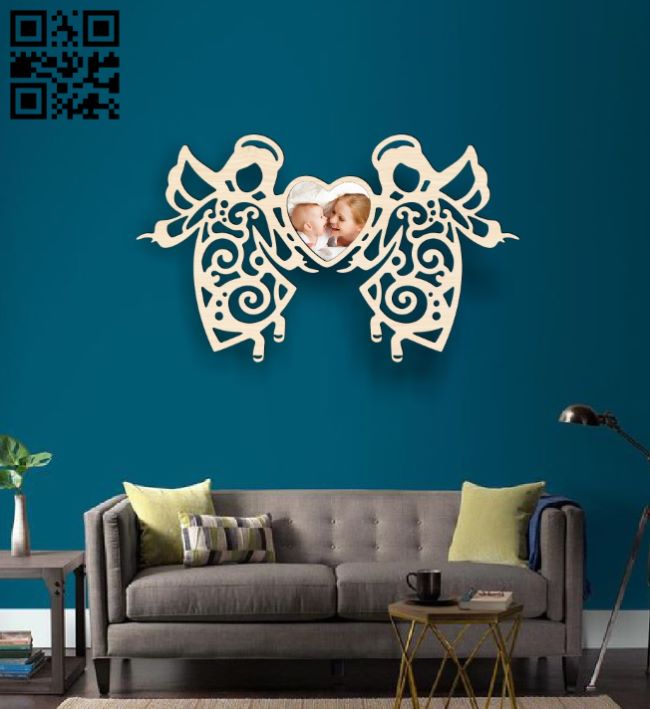 Angel photo frame E0017081 file cdr and dxf free vector download for laser cut
