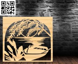 Boat on the river E0017036 file cdr and dxf free vector download for laser cut plasma