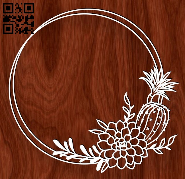 Cactus Wreath E0017054 file cdr and dxf free vector download for laser cut plasma