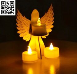 Candlestick angel E0016976 file cdr and dxf free vector download for laser cut