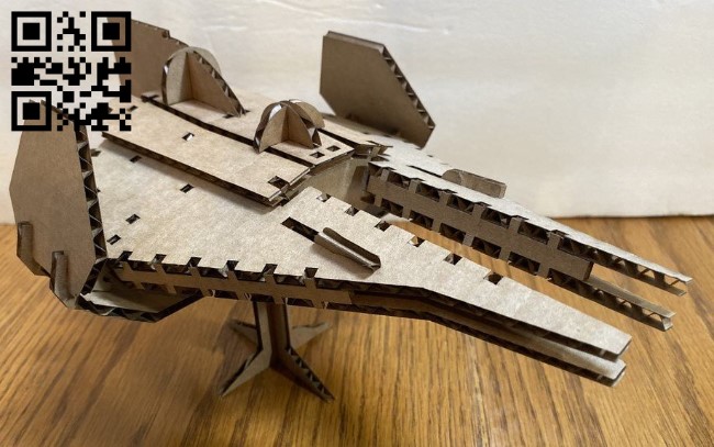 Cardboard Jedi Starfighter E0017025 file cdr and dxf free vector download for laser cut