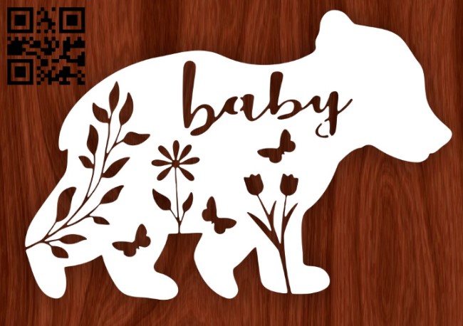 Cute Baby Bear E0017041 file cdr and dxf free vector download for laser cut