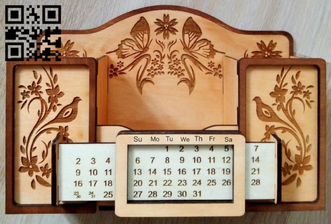 Desk calendar organizer E0016882 file cdr and dxf free vector download for laser cut
