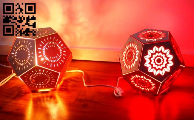 Dodecahedron lamp E0017108 file cdr and dxf free vector download for laser cut