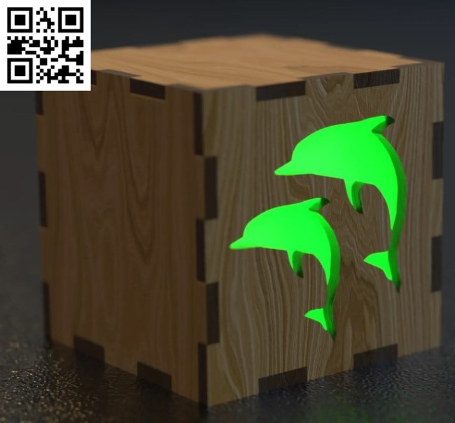 Dolphin cube E0017028 file cdr and dxf free vector download for laser cut