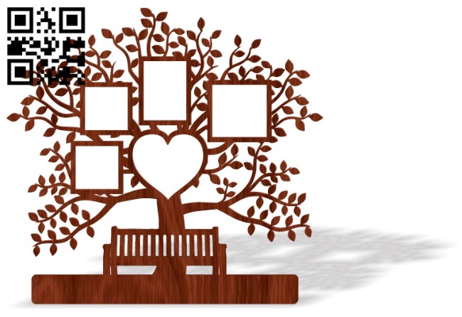 Family tree photo frame E0016947 file cdr and dxf free vector download for laser cut