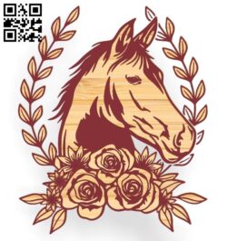 Floral horse E0016959 file cdr and dxf free vector download for laser engraving machine