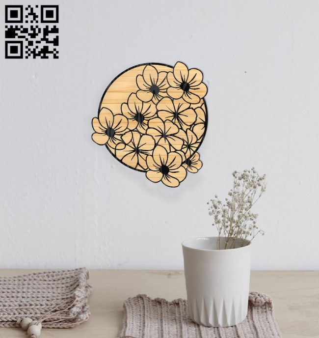 Flower wall decor E0017058 file cdr and dxf free vector download for laser cut plasma