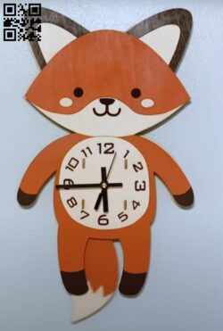 Fox clock E0016877 file cdr and dxf free vector download for laser cut