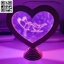 Heart lamp E0017109 file cdr and dxf free vector download for laser cut