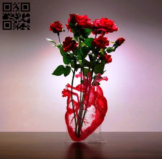 Heart vase E0016895 file cdr and dxf free vector download for laser cut