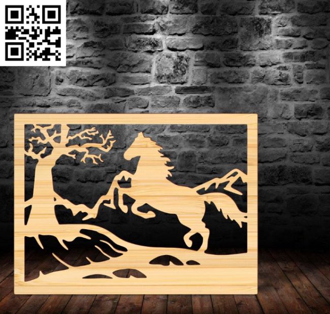 Horse panel E0017077 file cdr and dxf free vector download for laser cut plasma