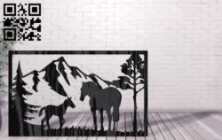 Horses panel E0017125 file cdr and dxf free vector download for laser cut plasma
