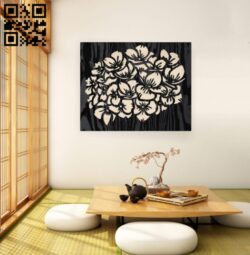 Hydrangea wall decor E0017019 file cdr and dxf free vector download for laser cut plasma
