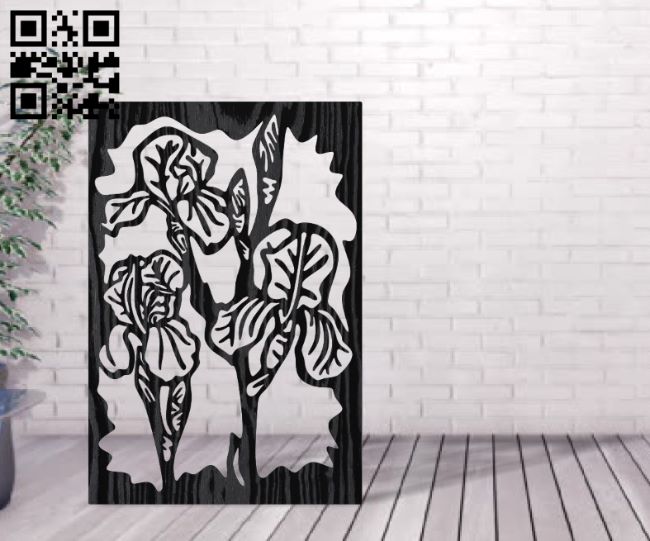 Irises flower E0017076 file cdr and dxf free vector download for laser cut plasma