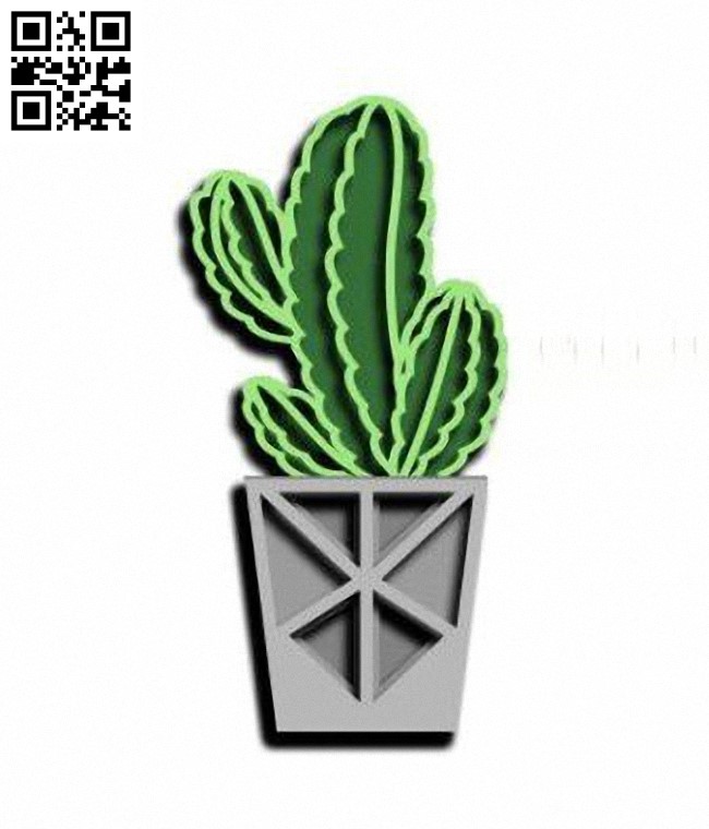 Multilayer cactus E0016942 file cdr and dxf free vector download for laser cut