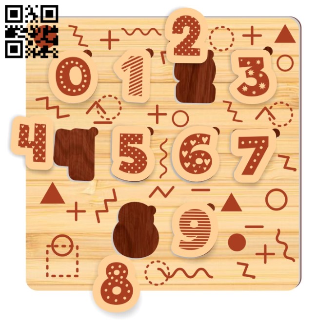 Numbers puzzle E0016932 file cdr and dxf free vector download for laser cut 5 Numbers puzzle E0016932 file cdr and dxf free vector download for laser cut