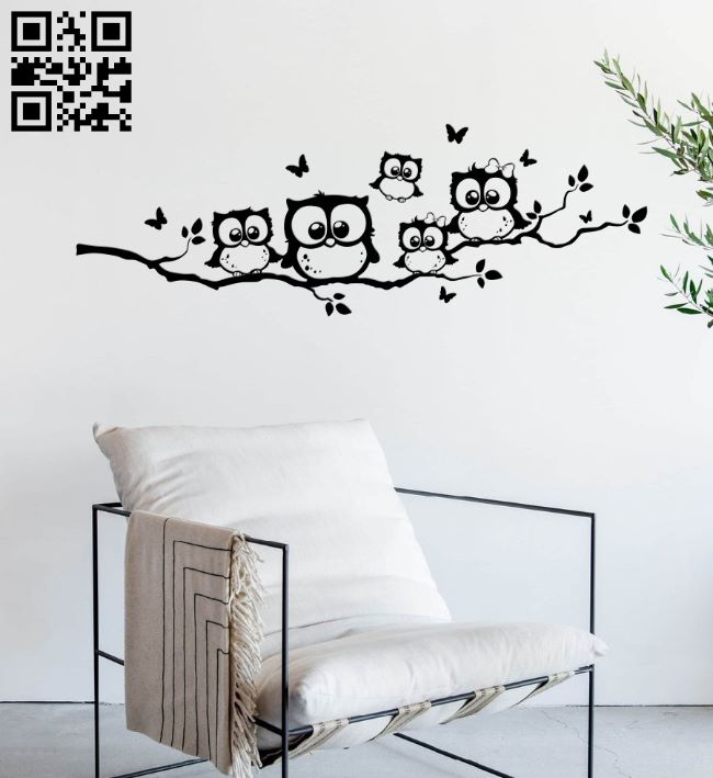 Owls wall decor E0017100 file cdr and dxf free vector download for laser cut
