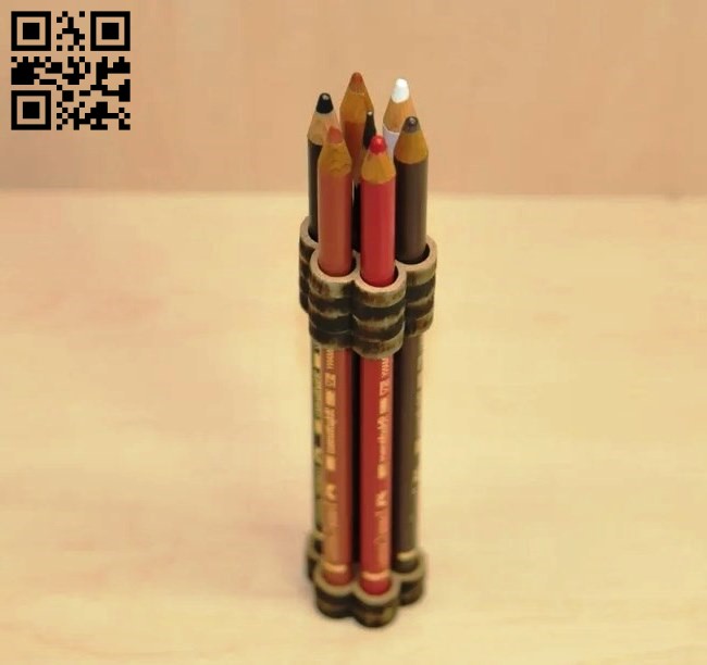 Pencil holder E0016955 file cdr and dxf free vector download for laser cut